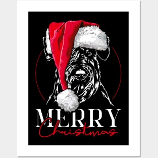 Santa Schnauzer Merry Christmas dog mom gift present Posters and Art